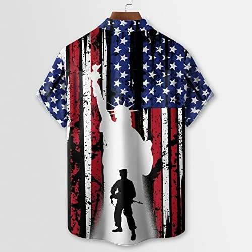 + Ljetne majice za muškarce, Muška proljetna / ljetna majica sa zastavom Dana neovisnosti, džep na prsima, muška košulja s leopard