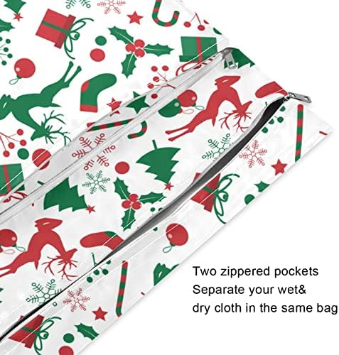 Zzxxb čarape jelena poklon vodootporna mokra vrećica za višekratnu uporabu pelena mokra suha torba s džepom s patentnim zatvaračem