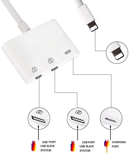 Munja na USB3 adapter kamere, Rosyclo Apple MFI certificiran 3 u 1 USB 2.0 ženski kabel OTG adapter s priključkom za punjenje, kompatibilan