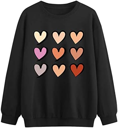 Deepclaoto Preveliki džemperi za žene, ležerna topla dukserica dugi rukavi o vratu meko ljubavno tiskane majice