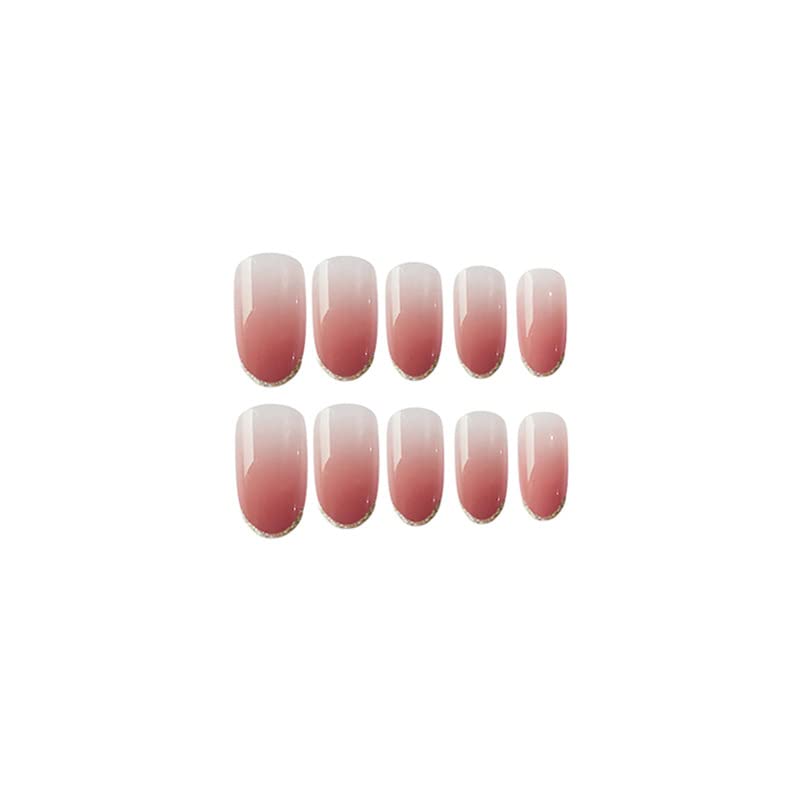 Kratki ovalni lažni nokti ružičasti lažni nokti sa sjajnim zvjezdicama dizajn sjajna naljepnica za nokte za žene
