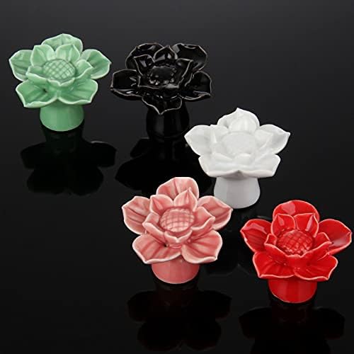 Ručke za ladice lotosa 5 boja keramički ormar povlači kuhinjske ručke crtani gumb za namještaj za dječju sobu okovi za namještaj|ormar