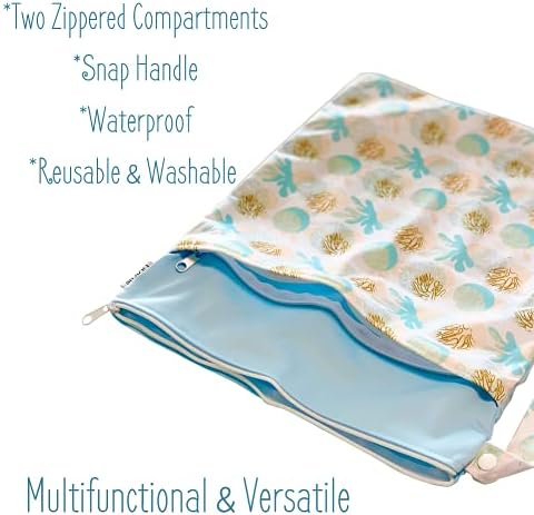 Lilartie tkanina pelena mokra suhe torbe za pranje vodootporne višekratne uporabe s dva džepa s patentnim zatvaračem kolica za kolica