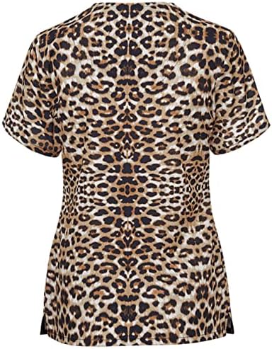 Ženske majice s pilingom s leopard Camo printom smiješne majice s izrezom u obliku slova a, radna odjeća, Uniforma medicinske sestre,