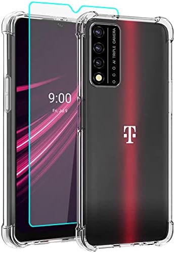 Torbica za telefon Aozuoton Revvl V + 5G T-Mobile, torbica T-Mobile REVVL V Plus 5G i zaštitna folija za ekran, otporan na udarce kristalno