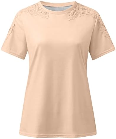 Ženske plus veličine vrhova posada od čipke čipkaste košulje kratkih rukava Slatke ljetne ležerne majice labave fit ljigave bluze
