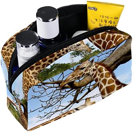 Tbouobt kozmetička torba za žene, torbe za šminkanje Prostrana toaletna torbica za putovanje, a životinje dvije žirafe