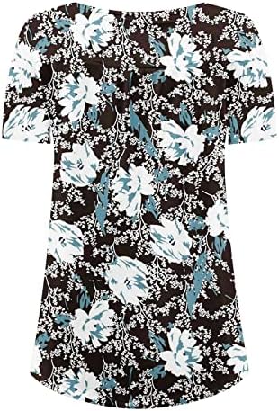 Ženska pamučna majica s dubokim dekolteom u obliku slova U u obliku cvijeta labavog kroja ležerna majica za tinejdžerice Jesen-ljeto