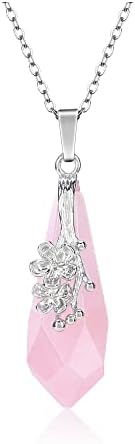 Ljekoviti kristal šiljasta ogrlica srebrni cvijet fasetirani ametist ružičasta kvarcna Ogrlica kristalni kamen privjesak dragulj Kvarcni