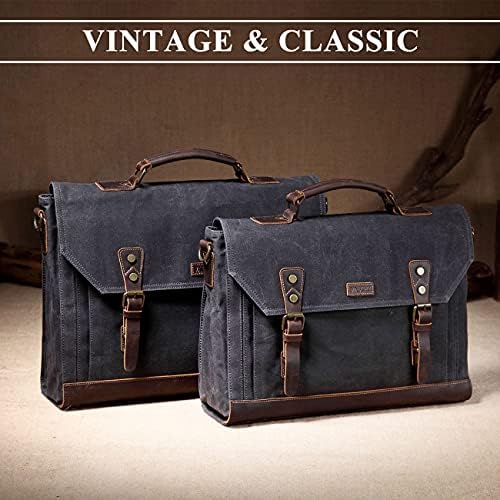 Messenger torba za muškarce, vintage platno kožno platno laptop torbe za torbu za ramena