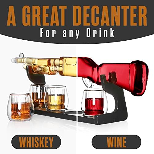 Dekanter za boce sačmarice, set viskija u obliku pištolja, dozator vina s čašama, 31 98, 1000 ml, čaša, držač likera i držač za alkohol,