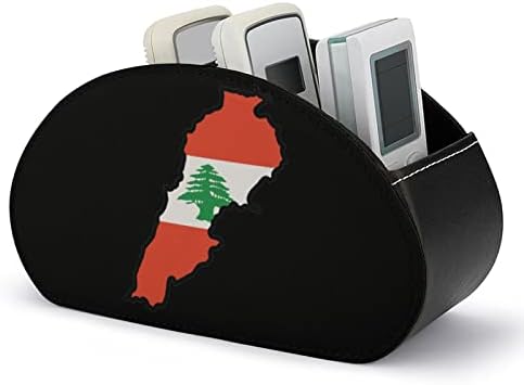 Karta libanonske zastave TV držač za daljinsko upravljanje s 5 odjeljaka PU Organizator za pohranu kože za uredske potrepštine