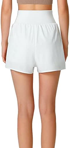 Jusfitsu 2 u 1 kratkim hlačama s visokim strukom za žene za kontrolu trbuha prednje noge Atletske kratke hlače s džepovima