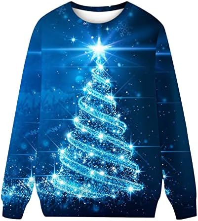 Ružni božićni džemper Žene Spinningh vodili su božićno drvce bluze vrhove dukserice dugih rukava Sjajne košulje