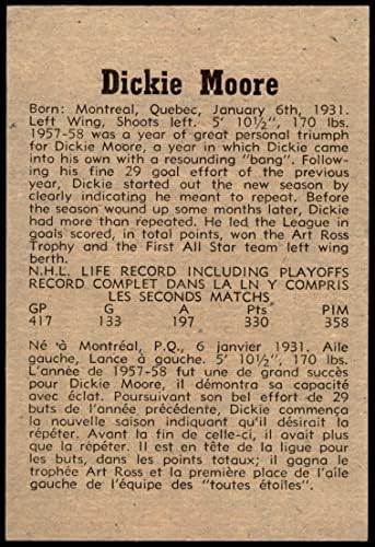 1958. Parkhurst 8 Dickie Moore Montreal Canadiens VG/EX+ Canadiens