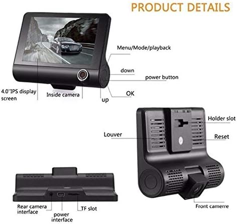 DesirePath Dash Cam 1080P FHD DVR RECORCHER RECORDER 4 LCD zaslon 170 ° širokokutna kamera s dvostrukim objektivom kamera s retromazatornim