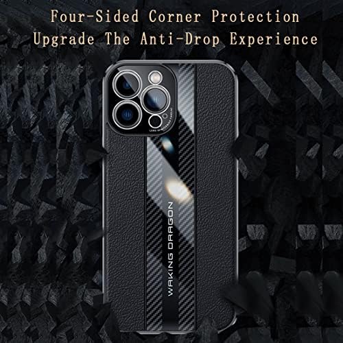 LONUO PEHONS PUTE POKLOPAT Koža + futrola za ugljična vlakna dizajnirana kompatibilna s iPhoneom 12 Pro sa zaštitom kamere, zaštitnim