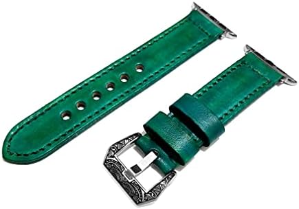 Nickston Green brušeni pravi kožni trak kompatibilan s Apple Watch Ultra 8 7 6 SE 5 4 3 2 1 Serija 38 mm 40 mm 41 mm 42 mm 44 mm 45