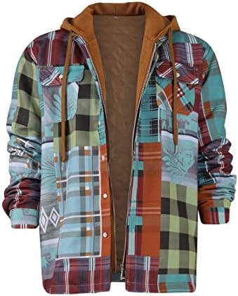 YMOSRH muški kaputi i jakne Veliki visoki majica s kariranom košuljom dodajte baršun kako biste zadržali toplo jaknu s jaknama za haubu