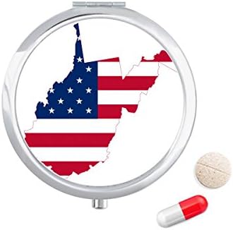 Virginia, SAD Karta Zapada, zvijezde, pruge, oblik zastave, Futrola za tablete, džepna kutija za pohranu lijekova, spremnik za doziranje