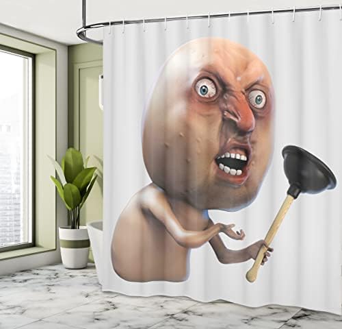 Ambasonne humor zavjesa za tuširanje, zašto nemate klip momak meme lice bijesno mrzovoljni dizajn dizajna kupaonice, tkanina tkanina