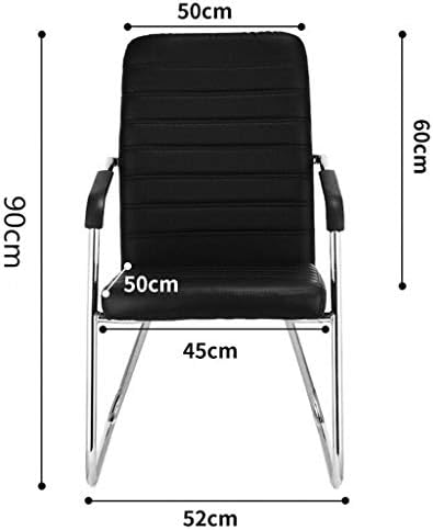 Klasični kožni uredski stol, stolica za goste s metalnim okvirom, udobna i prozračna, Crna