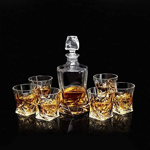 Set čaša i dekantera za viski od 800 ml, kristalni dekanter za viski sa 6 čaša za viski od 300 ml, jedinstvene elegantne poklon kutije