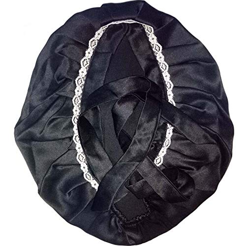 Izuzetna 100 -postotna kapu za spavanje svile za žensku noćnu kapu čista mulberba svilena podesiva šešir crna boja